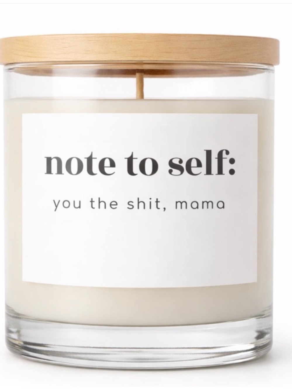 Note to Self Glass Candle - Cream Wax with Wood Lid